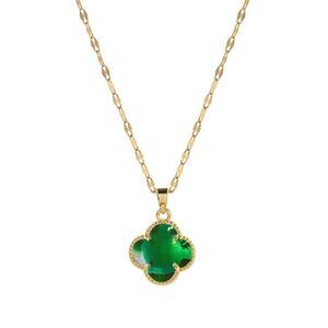 18K Gold Plated Stainless Steel "Four Leaf Clover" Necklace Hypoallergenic